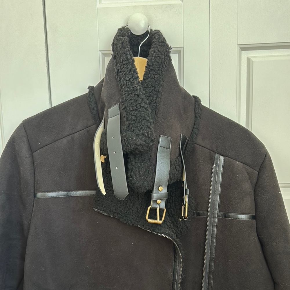 Black Shearling Jacket - image 2